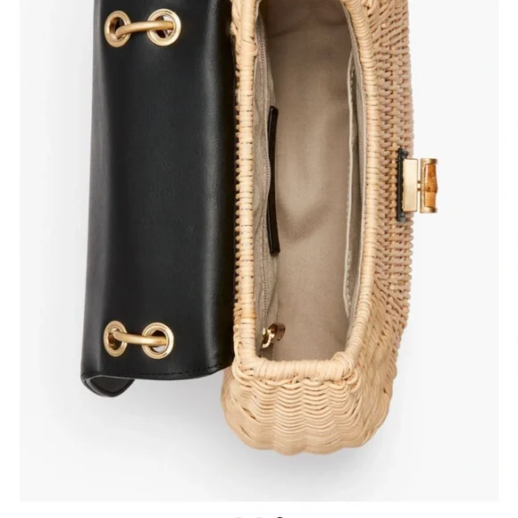 Woven Handbag with Bamboo Handle - Picture 3 of 6